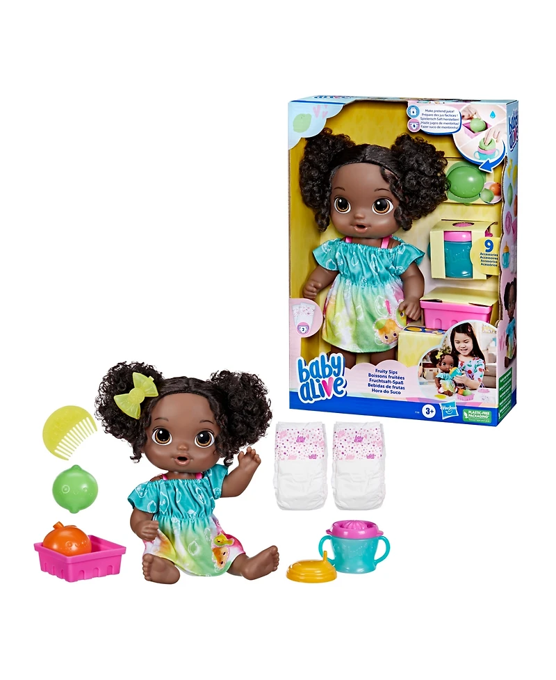 Baby Alive Fruity Sips Doll, Lime, Black Hair