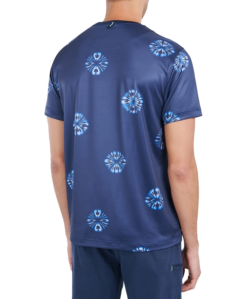 Society Of Threads Men's Slim-Fit Abstract Floral Performance T-Shirt