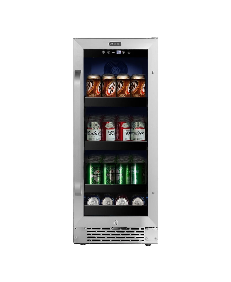 Whynter 15 inch Built-In 80 Can Undercounter StainlessSteel Beverage Refrigerator