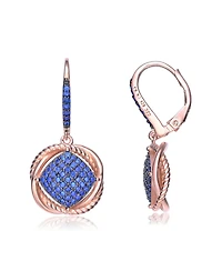 18K Rose Gold and Black Plated Sterling Silver Cubic Zirconia Dangling Earrings
