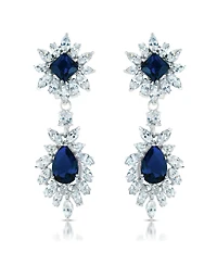 Sterling Silver Two Stone Cubic Zirconia Dangling Earrings