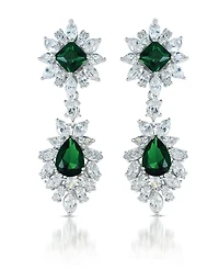 Sterling Silver Two Stone Cubic Zirconia Dangling Earrings