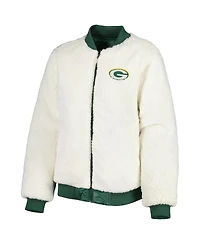 Women's G-iii 4Her by Carl Banks Oatmeal and Green Bay Packers Switchback Reversible Full-Zip Jacket