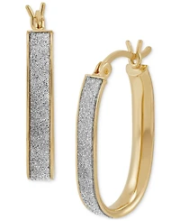 Oval Glitter Small Hoop Earrings