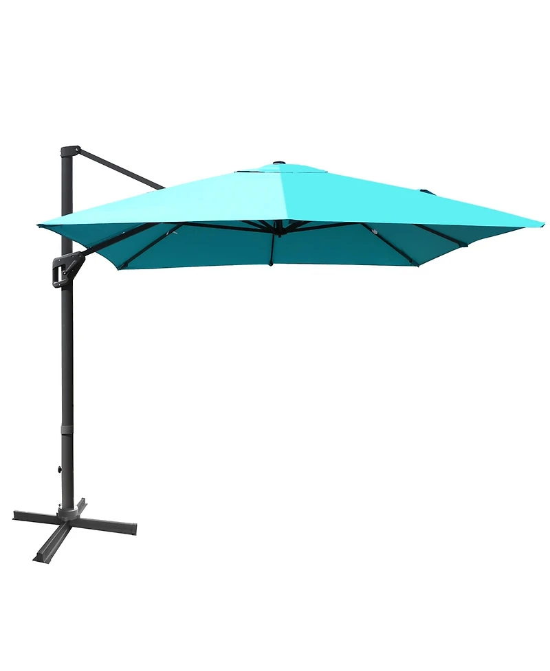 10x13ft Patio Rectangular Umbrella, Cantilever Offset Umbrella W/ 360° Rotation Function