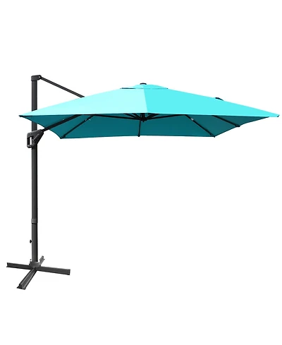 10x13ft Patio Rectangular Umbrella, Cantilever Offset Umbrella W/ 360° Rotation Function
