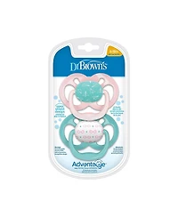 Dr. Browns Advantage Reversible Baby Pacifier, Pink, 2 Pack, 6-18m
