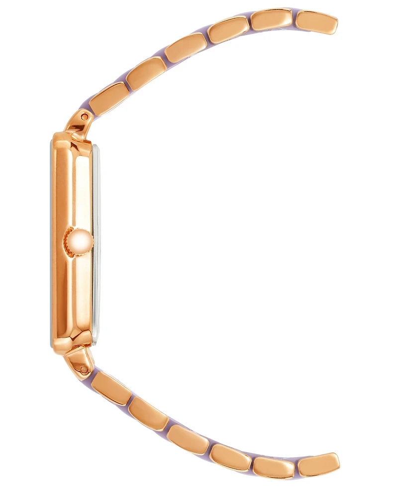 Anne Klein Women's Three Hand Quartz Rose Gold-tone Alloy and Lavender Ceramic Link Bracelet Watch, 32mm
