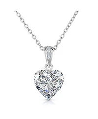 Genevive Women's Sterling Silver 18K Rose Gold Plated Colored Cubic Zirconia Heart-shape Necklace