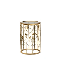 Baxton Studio Anaya Modern and Contemporary Glam 23.6" Brushed Finished Metal and Glass Leaf Accent End Table