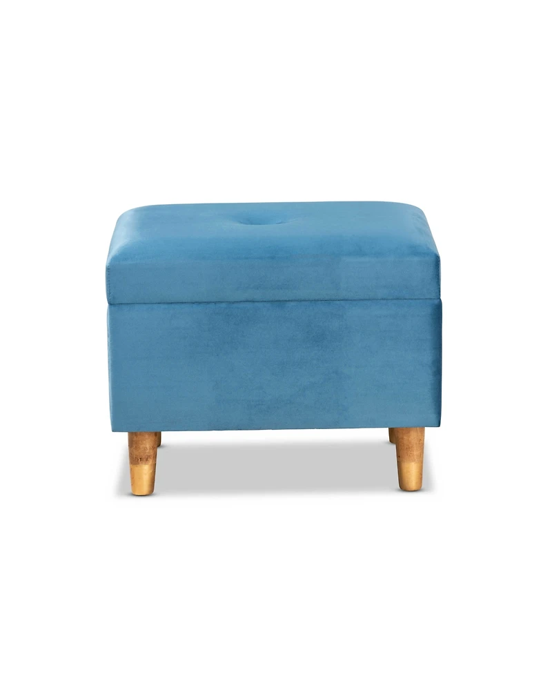 Baxton Studio Elias Modern and Contemporary Velvet Fabric Upholstered Finished Wood Storage Ottoman