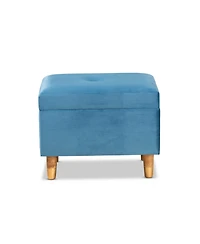 Baxton Studio Elias Modern and Contemporary Velvet Fabric Upholstered Finished Wood Storage Ottoman