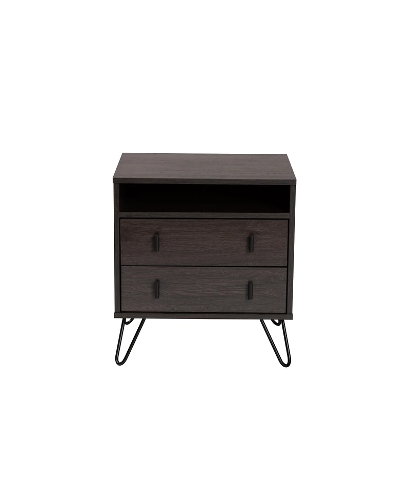 Baxton Studio Glover Modern and Contemporary 21.7" Finished Wood and Finished Metal 2-Drawer Nightstand