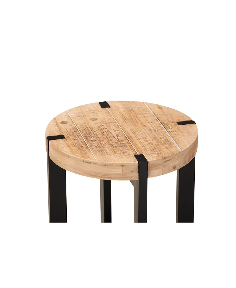 Baxton Studio Horace Rustic and Industrial 15.7" Finished Wood and Finished Metal End Table