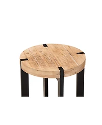 Baxton Studio Horace Rustic and Industrial 15.7" Finished Wood and Finished Metal End Table