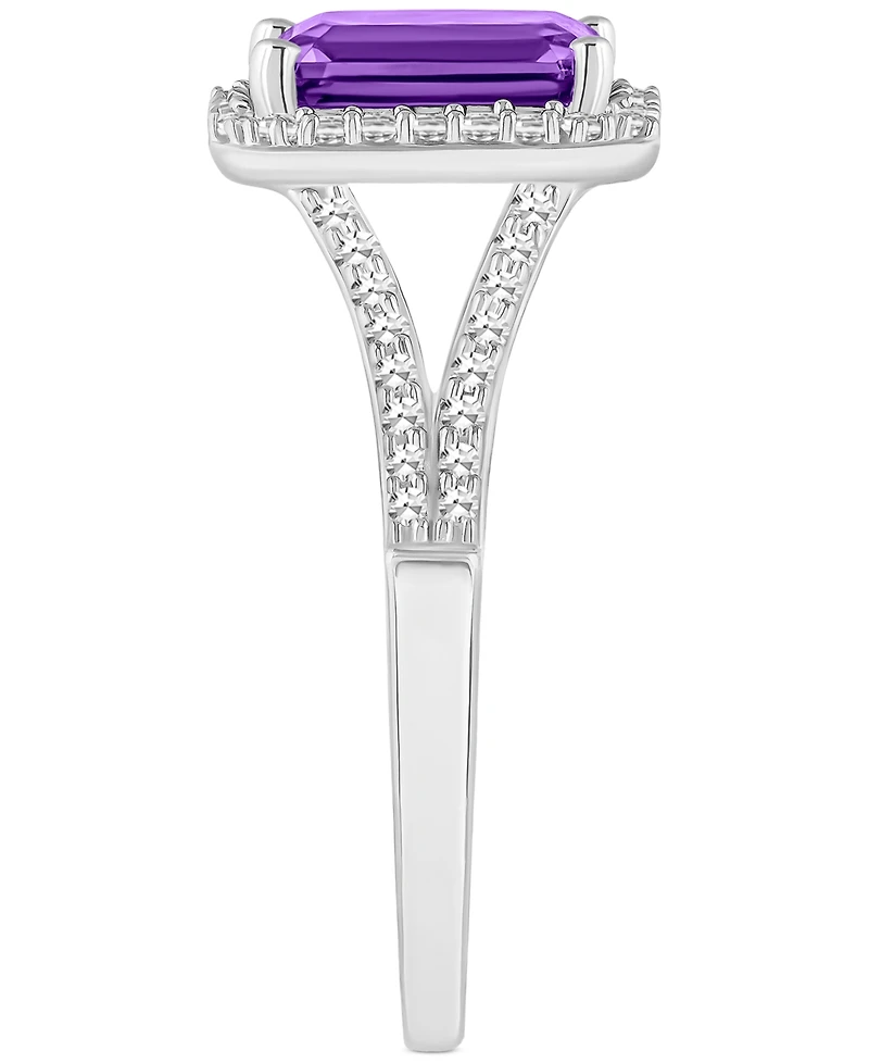 Amethyst (1-5/8 ct. t.w.) & Diamond (1/4 Split Shank Ring Sterling Silver (Also Citrine, Garnet, Peridot, Blue Topaz)