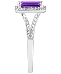 Amethyst (1-5/8 ct. t.w.) & Diamond (1/4 Split Shank Ring Sterling Silver (Also Citrine, Garnet, Peridot, Blue Topaz)