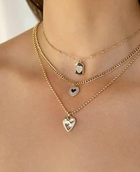 Ettika 18k Gold-Plated 3-Pc. Set Cubic Zirconia Heart Pendant Necklaces