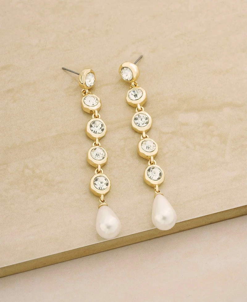 Ettika Elegantly Modern Crystal Earrings in 18K Gold Plating
