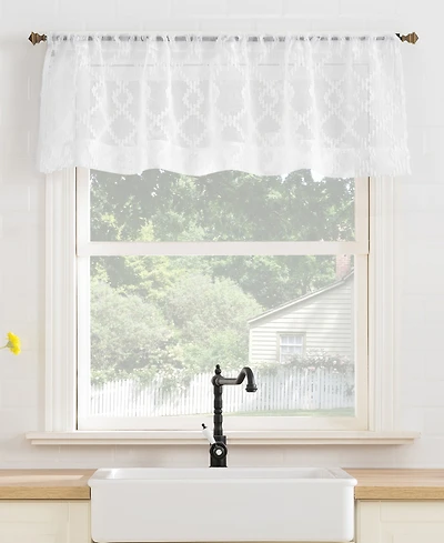 Tina Geometric Clipped Semi-Sheer Rod Pocket Kitchen Curtain Valance