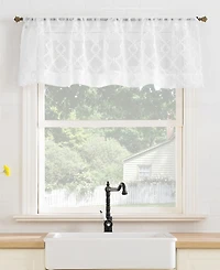 Tina Geometric Clipped Semi-Sheer Rod Pocket Kitchen Curtain Valance