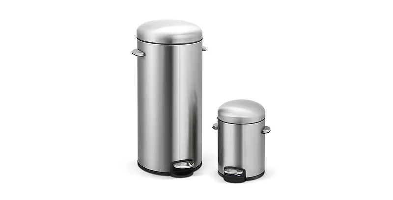8 Gal./30 Liter and 1.3 Gal./5 Liter Stainless Steel Step-on Trash Can Set for Kitchen and Bathroom