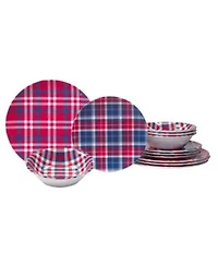 Certified Patriotic Plaid Melamine Dinnerware Collection