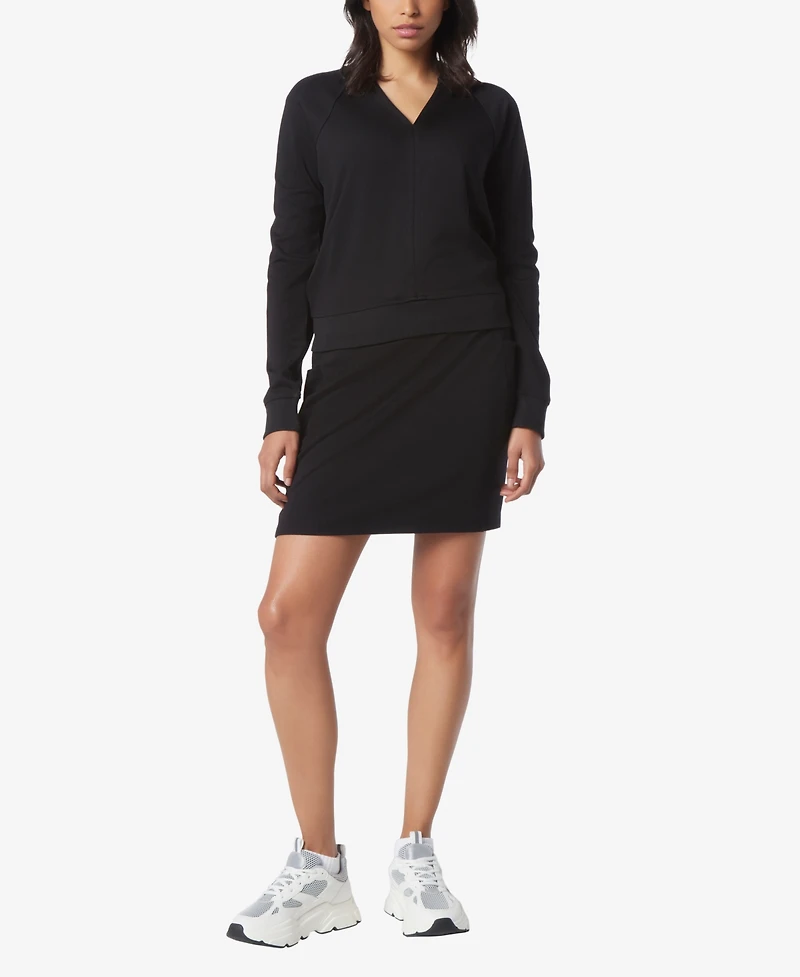 Andrew Marc Sport Women's Heavy Jersey V-neck Raglan Pullover Top