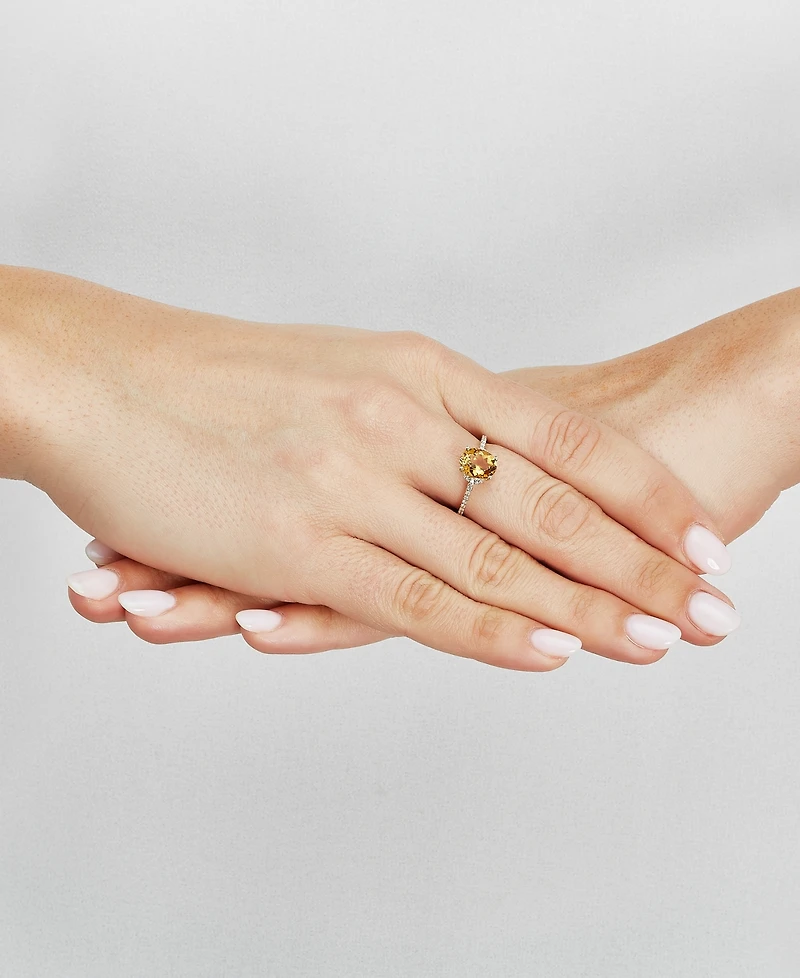 Citrine (1-5/8 ct. t.w.) & Diamond (1/8 ct. t.w.) Ring in 14k Gold