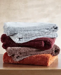 Eddie Bauer Solid Ribbed Super Soft Textured Throw, 50" x 60"