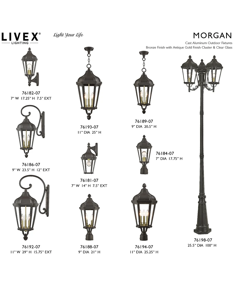 Livex Morgan 3 Light Outdoor Post Light