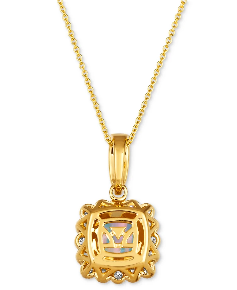 Le Vian Neopolitan Opal (1-1/4 ct. t.w.) & Diamond (3/8 ct. t.w.) Halo Pendant Necklace in 14k Gold, 18" + 2" extender