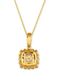 Le Vian Neopolitan Opal (1-1/4 ct. t.w.) & Diamond (3/8 ct. t.w.) Halo Pendant Necklace in 14k Gold, 18" + 2" extender