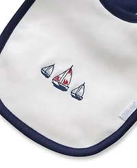 Little Me Baby Boys Sailboats Bibs and Burp Cloth, Pack of 3