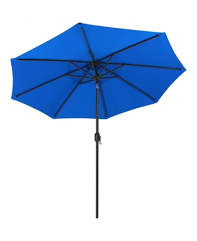 Sunbrella 9-Foot Patio Umbrella with Auto Tilt and Crank - Rust Resistant Aluminum Pole - Pacific Blue