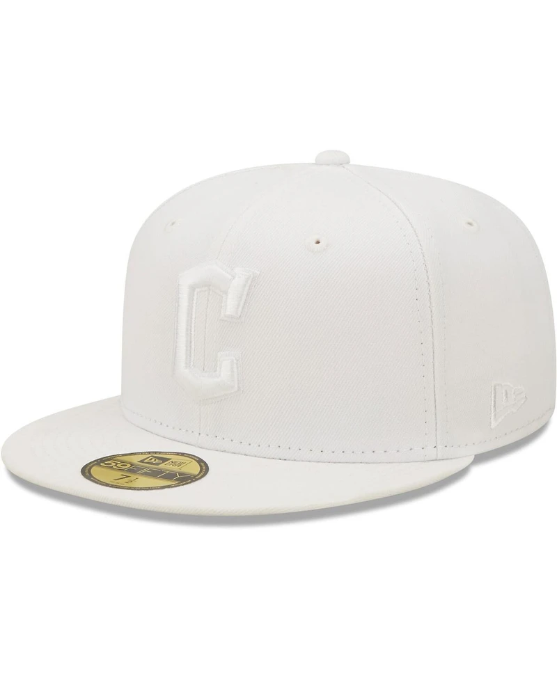 Men's New Era Cleveland Guardians White on White 59FIFTY Fitted Hat