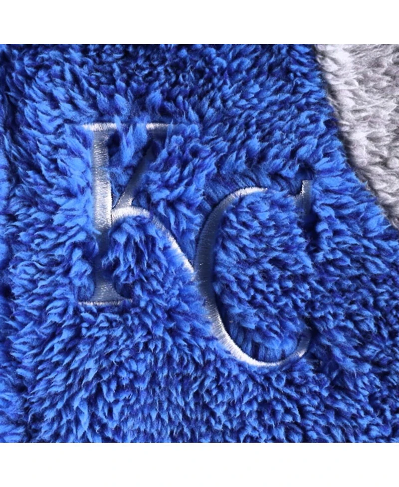 Newborn and Infant Boys Girls Royal Gray Kansas City Royals Game Nap Teddy Fleece Bunting Full-Zip Sleeper