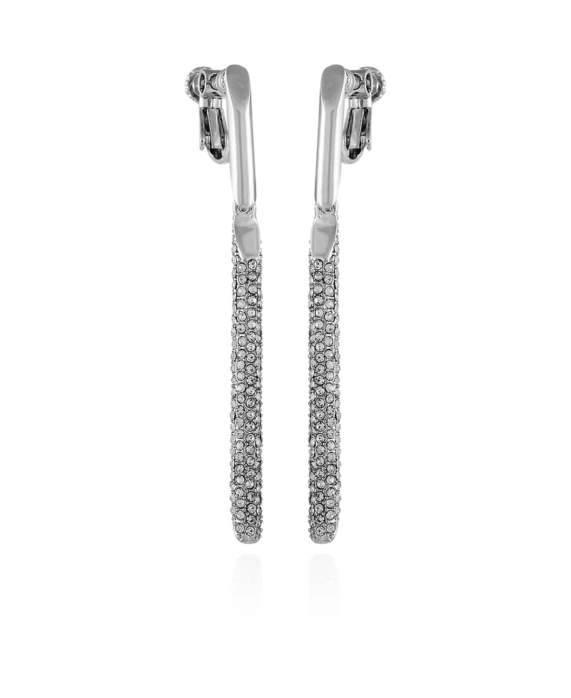 Vince Camuto Silver-Tone Glass Stone Linear Drop Clip-On Earrings