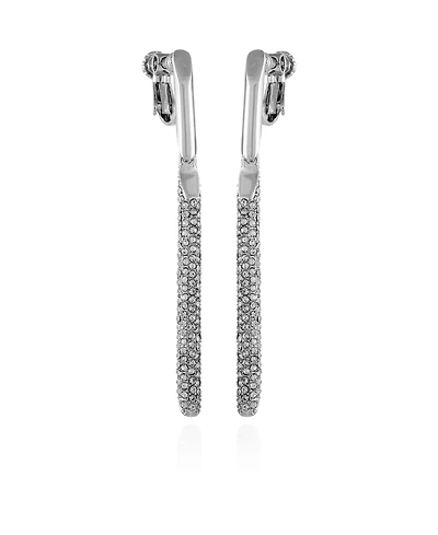 Vince Camuto Silver-Tone Glass Stone Linear Drop Clip-On Earrings
