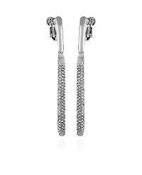 Vince Camuto Silver-Tone Glass Stone Linear Drop Clip-On Earrings
