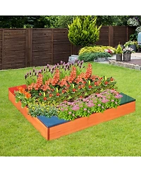 Kids Wooden Backyard Sandbox W/ Built-in Corner Seating Kid's Outdoor Furniture