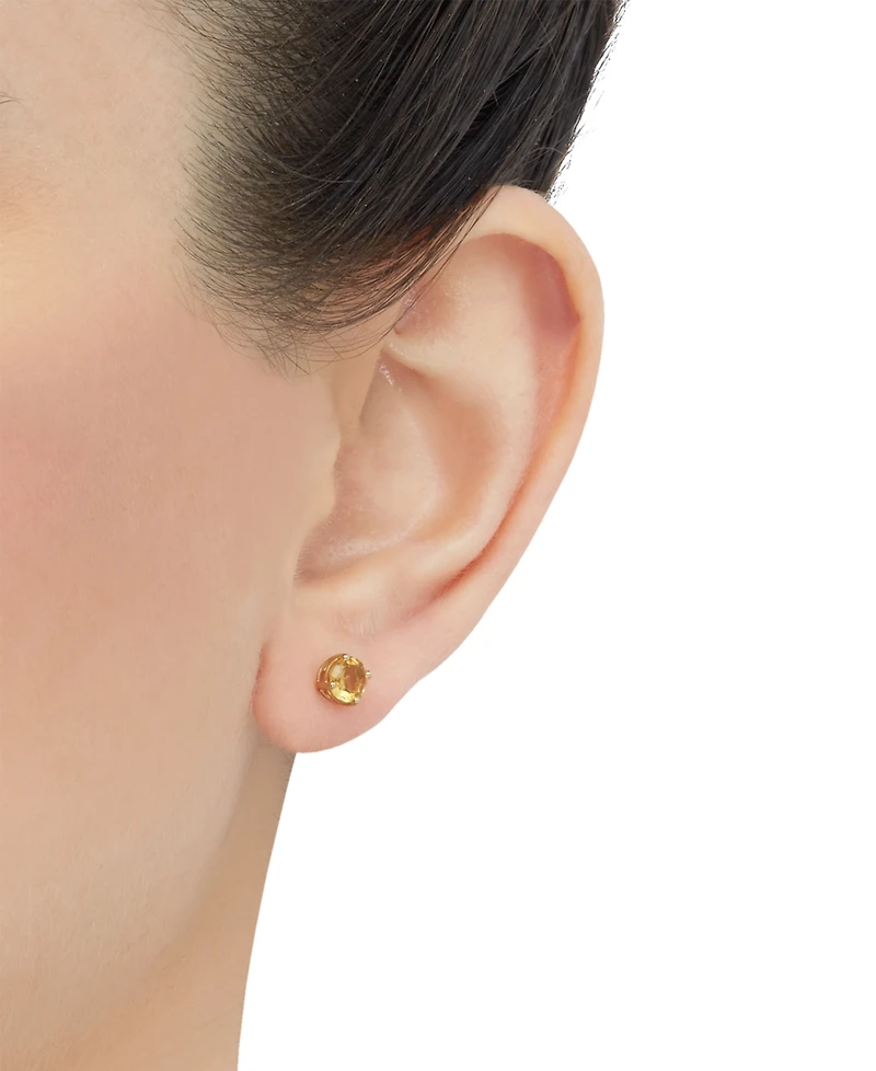 Birthstone Stud Earrings 14k Gold or White