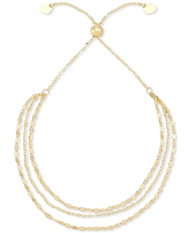 Italian Gold Triple Layer Bolo Bracelet in 10k Gold