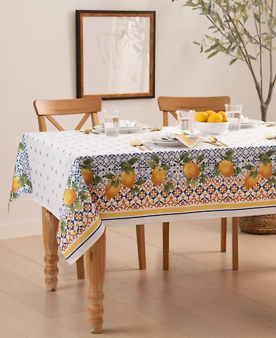 Capri Lemon Double Border Tablecloth 60" x 84"