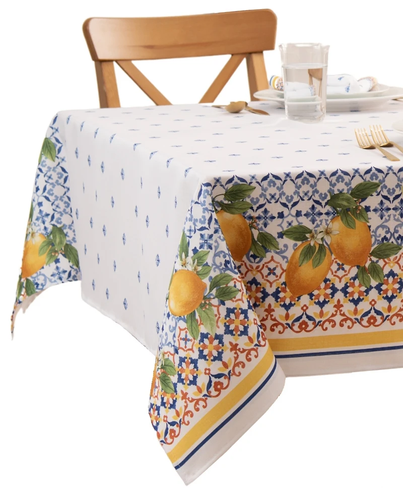Capri Lemon Double Border Tablecloth 60" x 84"