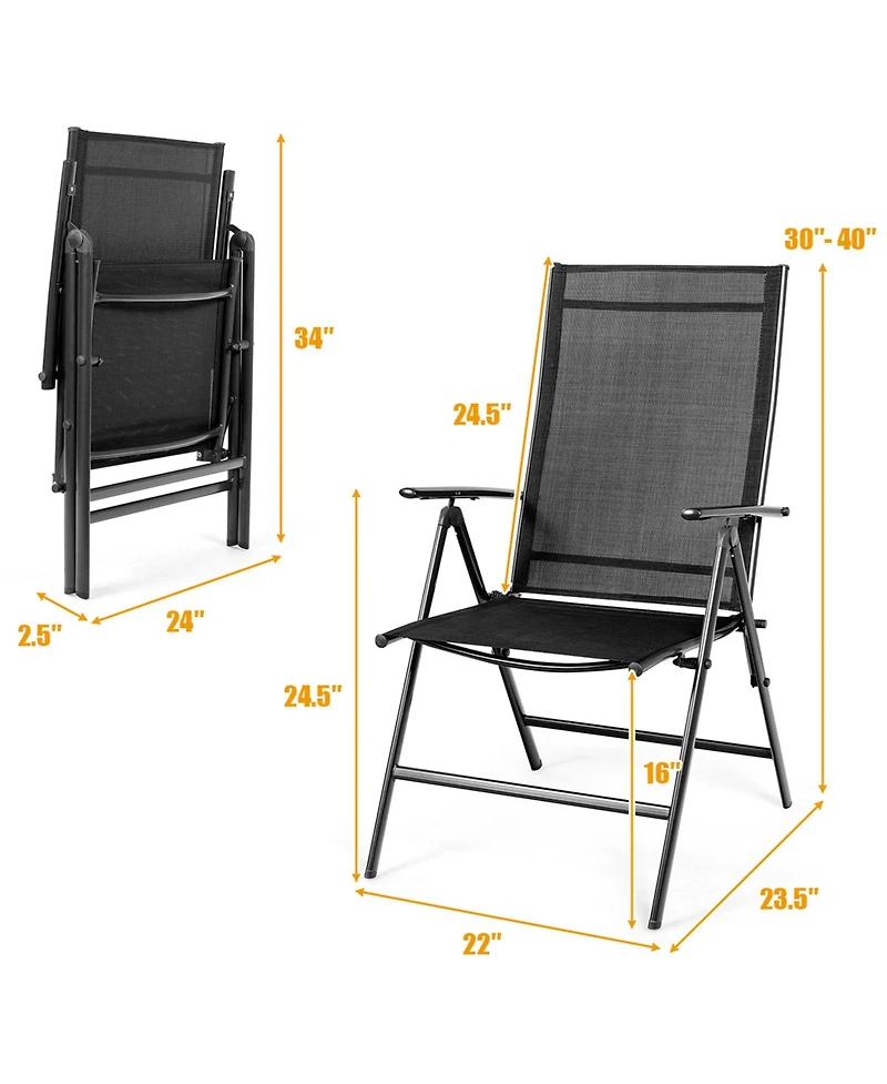 Costway Set of 2 Patio Folding Chair Recliner Adjustable