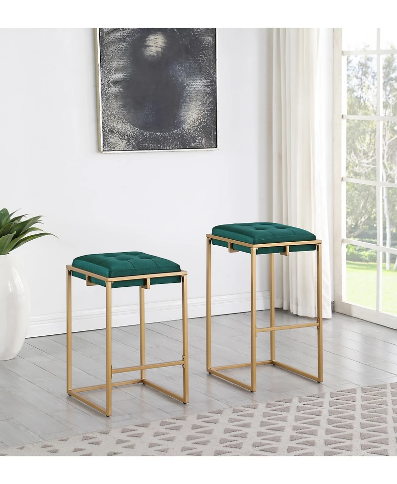 Coaster Home Furnishings Nadia 2-Piece Square Metal Padded Seat Bar Stool Set