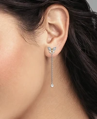 Giani Bernini Cubic Zirconia Butterfly Chain Front & Back Earrings in Sterling Silver & Gold-Plate, Created for Macy's