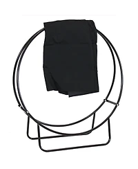 Sunnydaze Decor in Powder-Coated Steel Firewood Log Hoop Rack with Black Cover