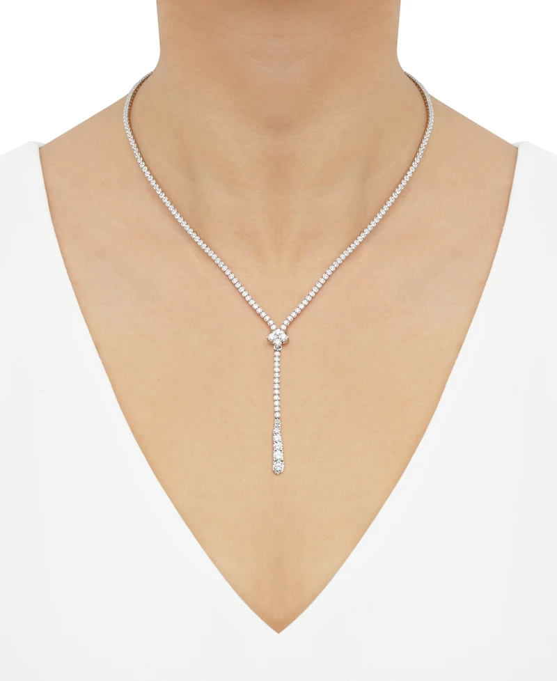Arabella Cubic Zirconia 17" Lariat Necklace in Sterling Silver